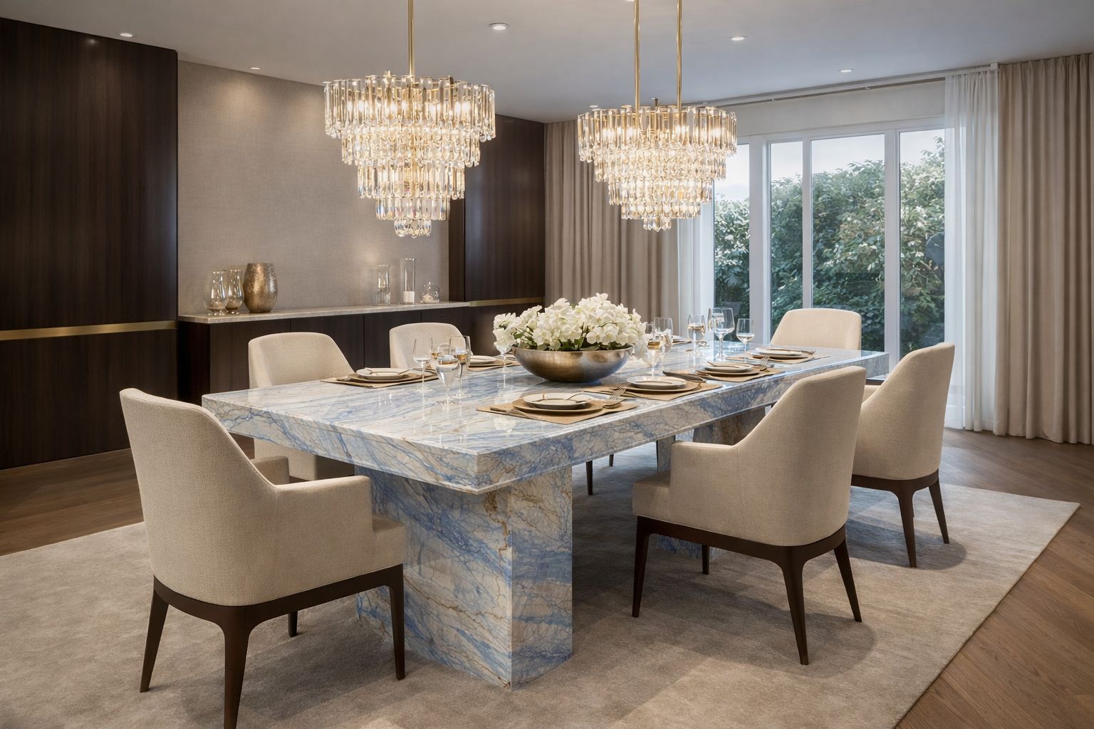 Luxury hospitality interior with stone architecture