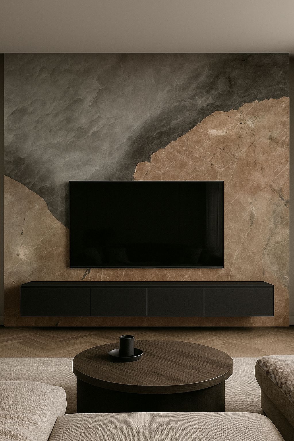 Spa-style bathroom with stone installation